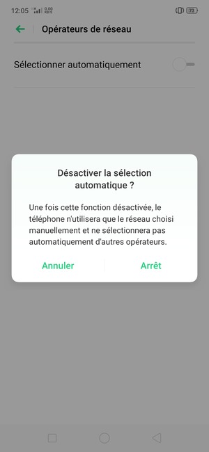 Sélectionnez Arrêt
