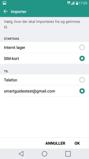 Vælg din Google konto og vælg OK