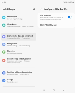 Vælg Skift PIN til SIM-kort