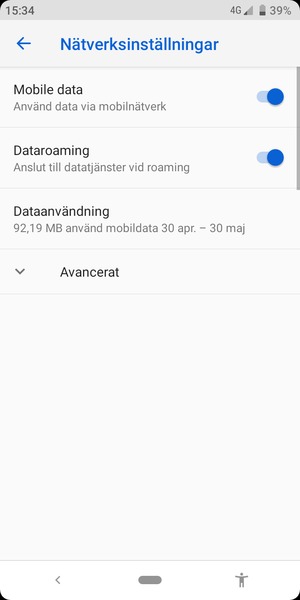 Slå på eller stäng av Dataroaming