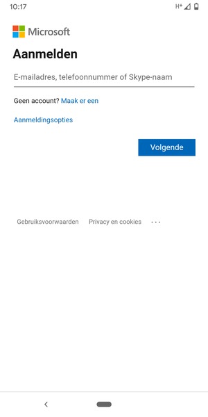 Voer uw e-mailadres in en selecteer Volgende