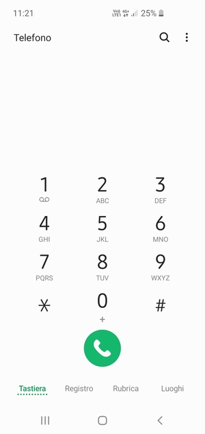 Premi e tieni premuto il numero 1