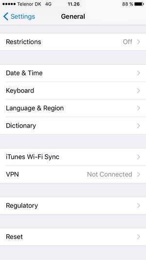 Scroll to and select Reset