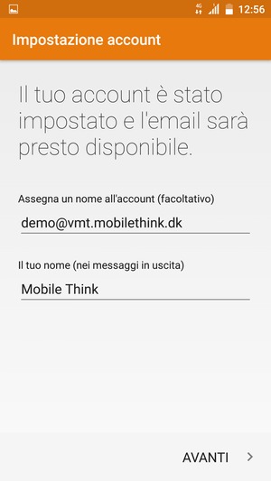 Scegli un nome per il tuo account e inserisci il tuo nome. Seleziona AVANTI