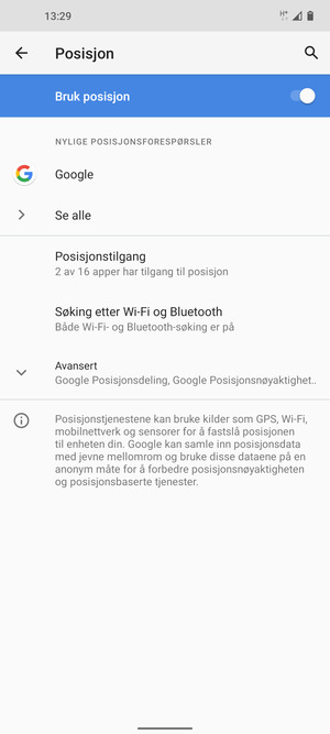 Slå av Bruk posisjon
