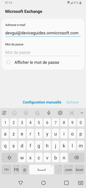 Saisissez votre adresse e-mail et sélectionnez Suivant