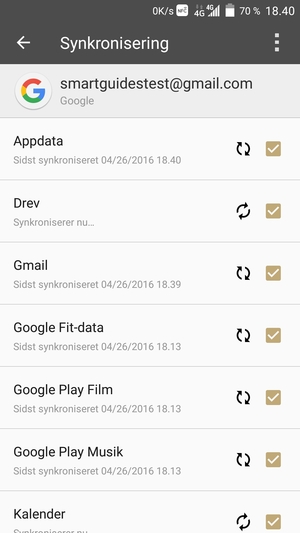 Dine oplysninger vil blive synkroniseret
