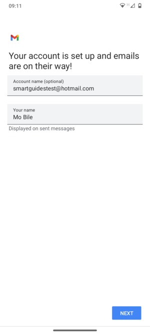 Give your account a name and enter your name. Select NEXT