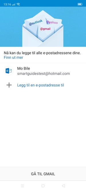 Velg GÅ TIL GMAIL