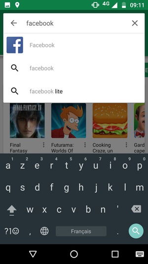 Saisissez le nom de l'appli et sélectionnez Rechercher