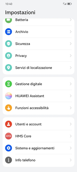 Scorri e seleziona Sistema e aggiornamenti