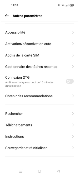 Faites défiler et sélectionnez Sauvegarder et réinitialiser