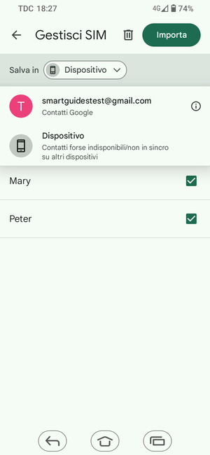 Seleziona il tuo account Google