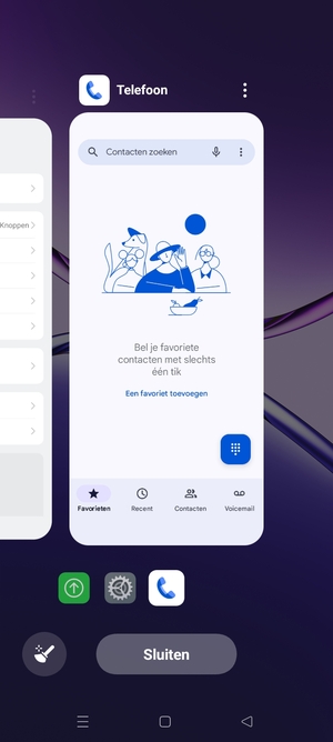 Selecteer Sluiten om alle actieve apps te sluiten