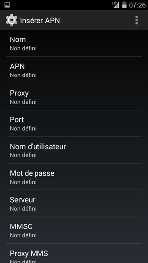Saisissez les informations Internet