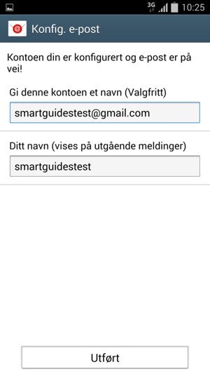 Gi kontoen din et navn, og skriv inn navnet ditt. Velg Utført