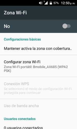 Seleccione Configurar zona Wi-Fi