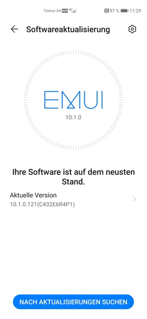 Falls Ihr Handy aktualisiert ist, wird Ihnen der folgende Bildschirm angezeigt