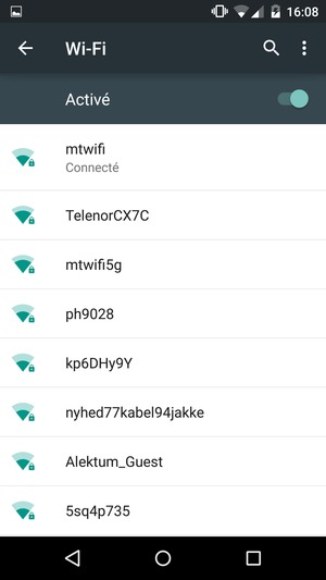 Vous êtes maintenant connecté au réseau Wi-Fi