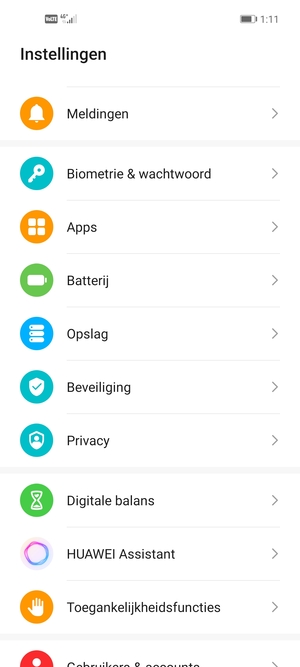 Scroll naar en selecteer Beveiliging