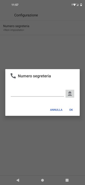 Inserisci Numero segreteria e seleziona OK