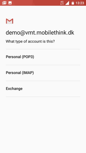 Select Personal (POP3) or Personal (IMAP)