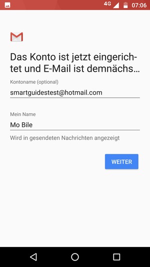 Geben Sie Ihrem Konto einen Namen und geben Sie Ihren Namen ein. Wählen Sie WEITER
