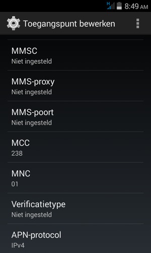 Selecteer de Menu-knop