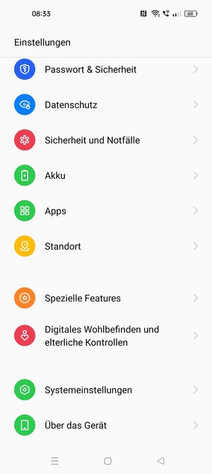 Scrollen Sie und wählen Sie Passwort & Sicherheit