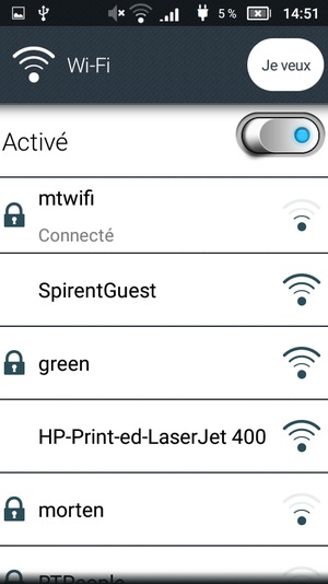 Vous êtes maintenant connecté au réseau Wi-Fi