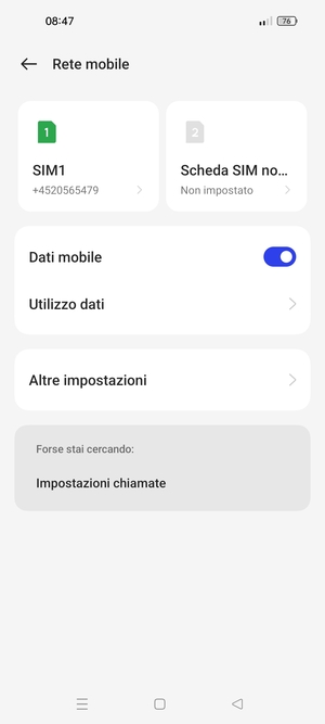 Seleziona SIM1 o SIM2