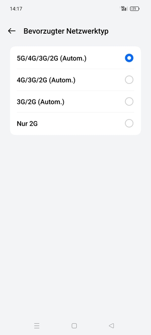 Wählen Sie die gewünschte Option