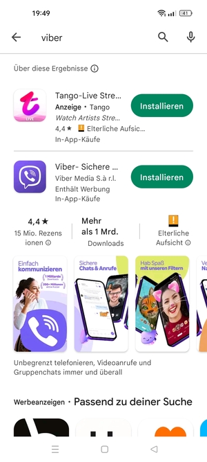 Wählen Sie die App