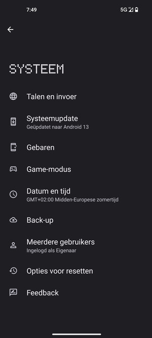 Selecteer Systeemupdate