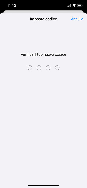 Reinserisci il tuo nuovo codice di accesso