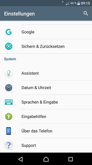 Scrollen Sie und wählen Sie Über das Telefon