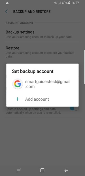 Select your backup account