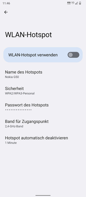Wählen Sie Passwort des Hotspots