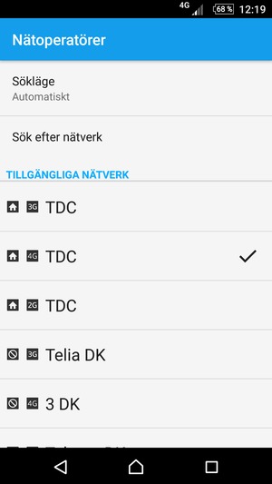 Välj en nätverksoperatör från listan
