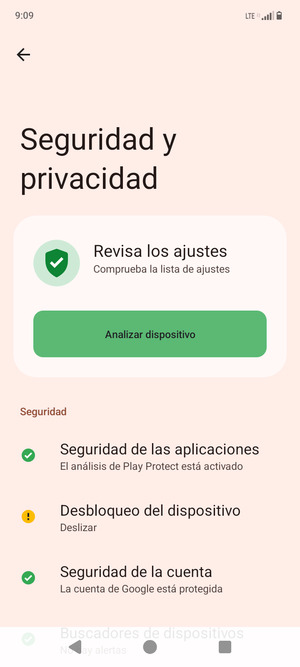 Seleccione Bloqueo del dispositivo