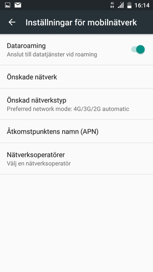 Slå på eller stäng av Dataroaming