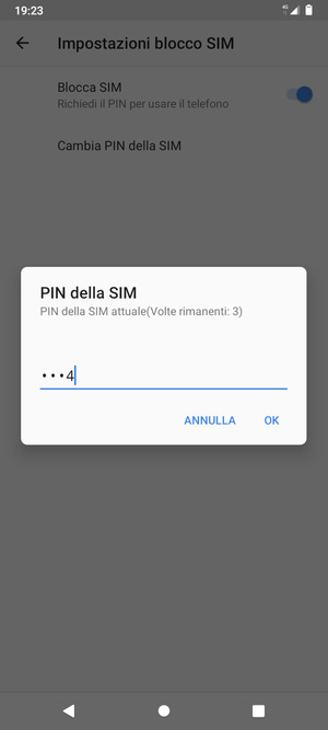Inserisci PIN della SIM attuale e seleziona OK