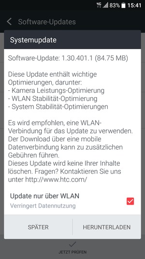 Falls Ihr Handy nicht aktualisiert ist, wählen Sie HERUNTERLADEN