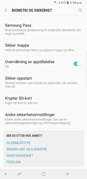 Bla til og velg Andre sikkerhetsinnstillinger