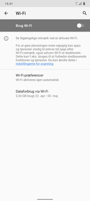 Aktiver Brug Wi-Fi