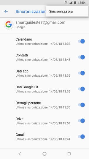 Seleziona Sincronizza ora