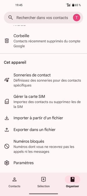Faites défiler et sélectionnez Gérer la carte SIM