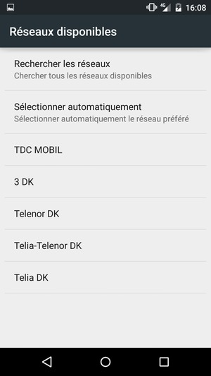 Sélectionnez un opérateur réseau dans la liste