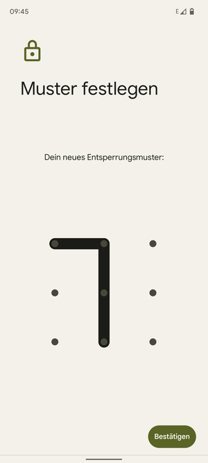 Zeichnen Sie das Entsperrmuster erneut und wählen Sie Bestätigen