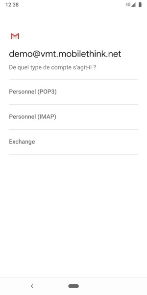 Sélectionnez Personnel (POP3) ou Personnel (IMAP)